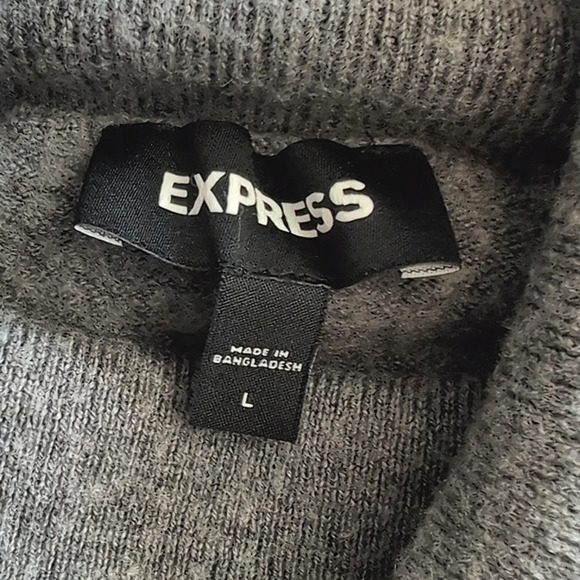 Express 100% Merino Wool Long Sleeve Turtleneck Sweater Women's Gray Size Large - Picture 7 of 8